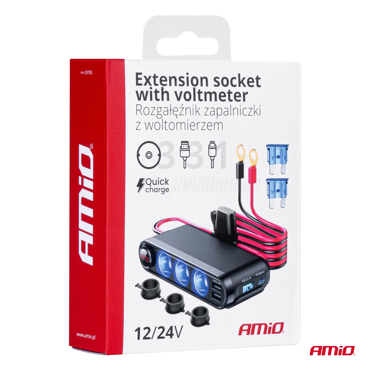 Dispozitiv Auto Premium 3in1, Splitter Bricheta, Incarcator USB/USB-C, Voltmetru Digital, alimentare 12V-24V - imagine 2