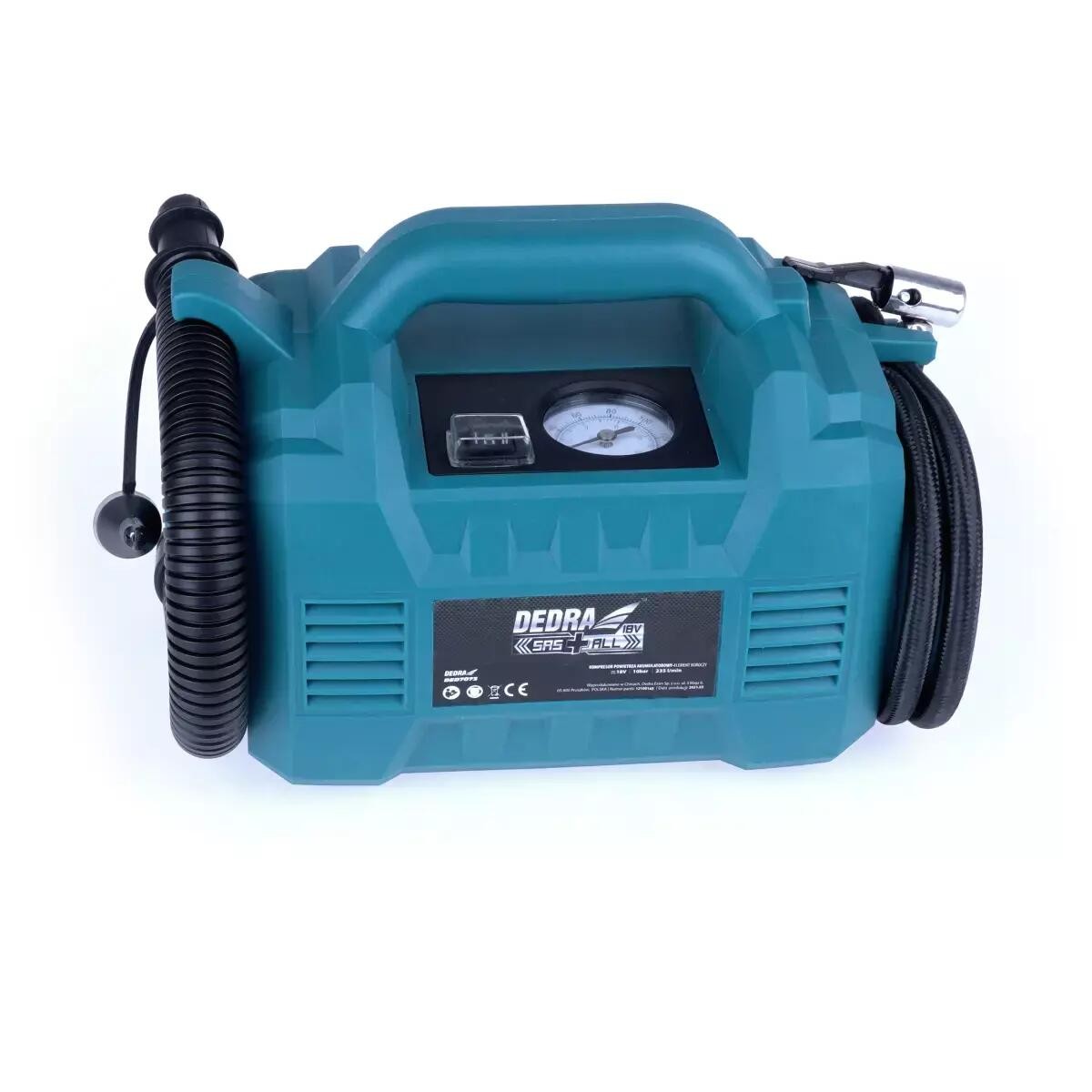 Compresor aer 18v (2Ah,4Ah,6Ah -Li-ion), 10BAR , SAS+ALL, DEDRA — imaginea 5