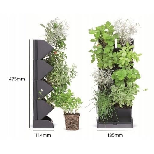 Ghivece decorative de flori, modular, antracit, 4x1 L, set 4 buc, 19.5x11.4x47.5 cm, Mini Cascade — imaginea 2