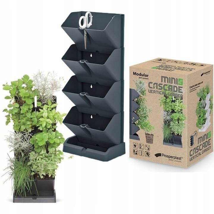 Ghivece decorative de flori, modular, antracit, 4x1 L, set 4 buc, 19.5x11.4x47.5 cm, Mini Cascade — imaginea 3