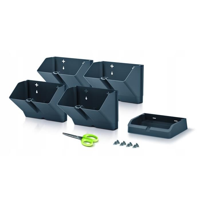 Ghivece decorative de flori, modular, antracit, 4x1 L, set 4 buc, 19.5x11.4x47.5 cm, Mini Cascade — imaginea 4