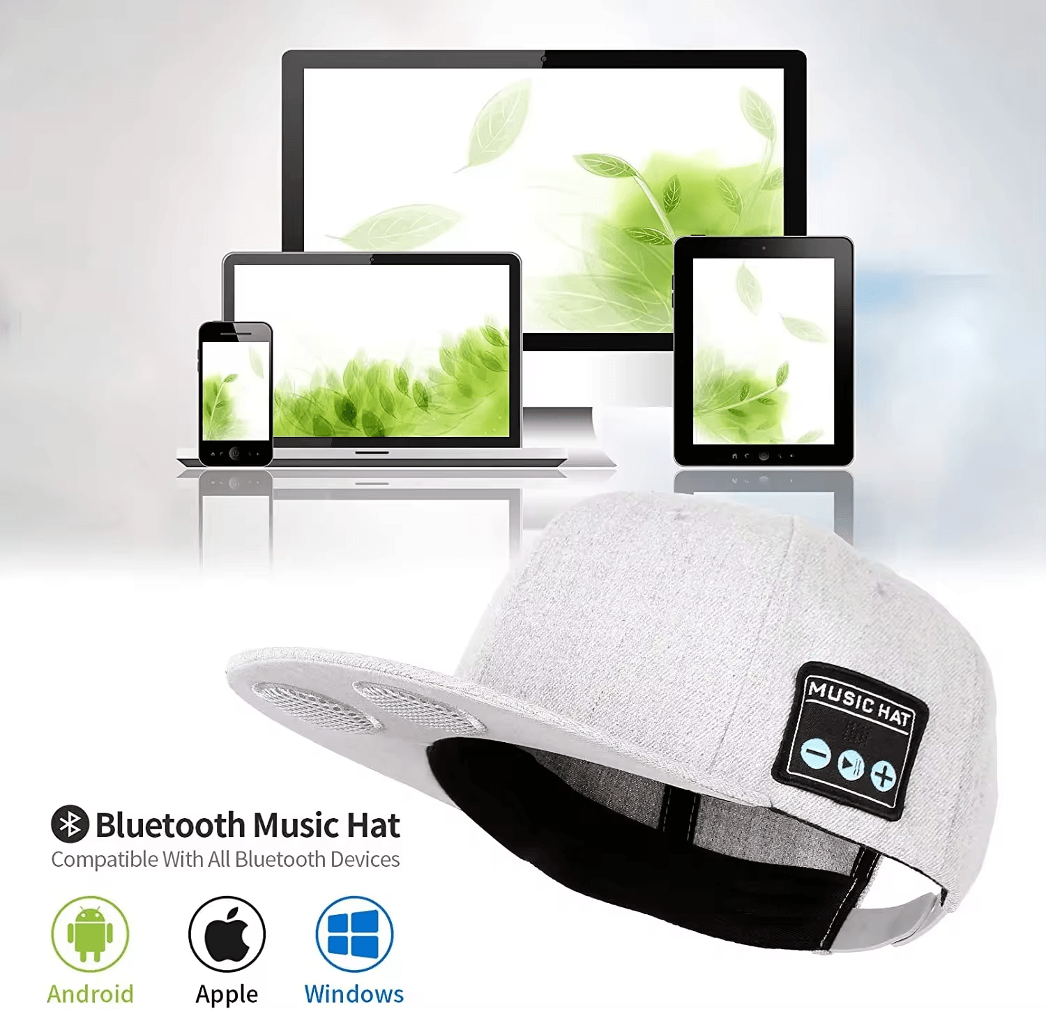 Sapca smart ,multifunctionala in aer liber cu difuzoare Bluetooth , muzica reglabila fara fir - imagine 4