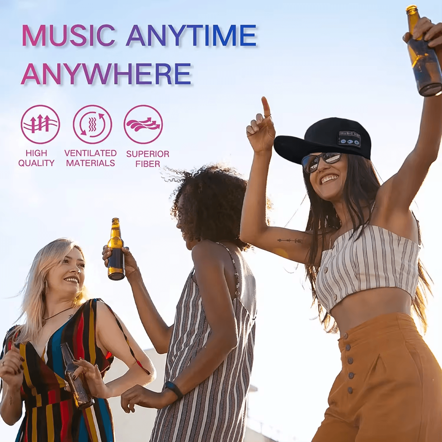 Sapca smart ,multifunctionala in aer liber cu difuzoare Bluetooth , muzica reglabila fara fir - imagine 7