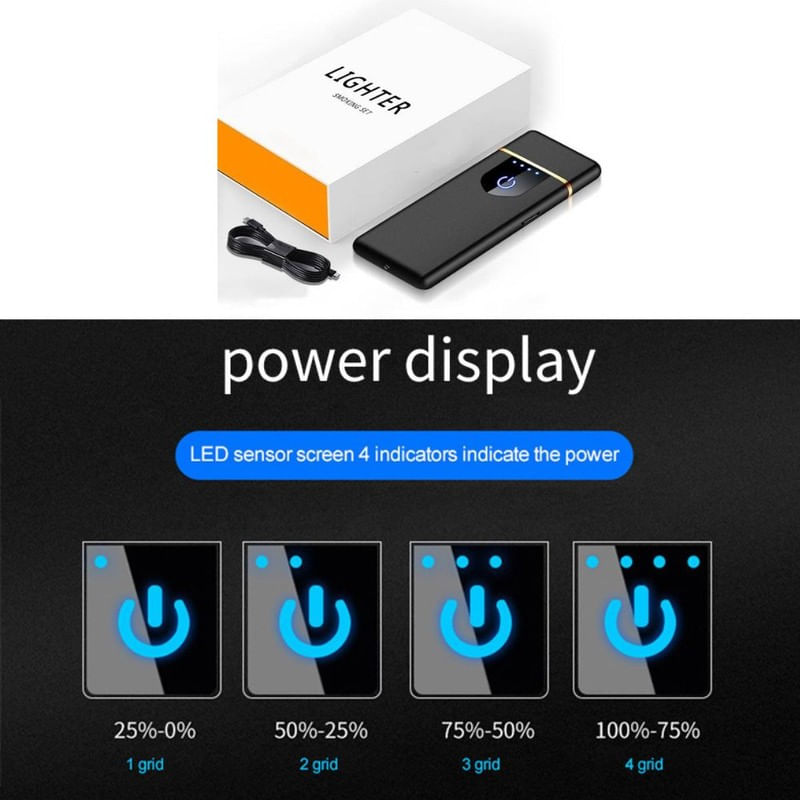Bricheta Electrica Antivant in Cutie, Incarcare USB, Senzor Digital, Aprindere cu Inductie pentru 2 Tigari Simultan, Indicator L