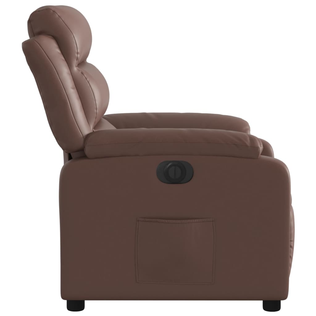 Fotoliu rabatabil electric, maro, piele ecologica — imaginea 11