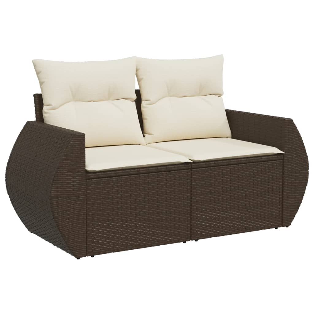 Set canapele de gradina, 4 piese, cu perne, maro poliratan maro — imaginea 3
