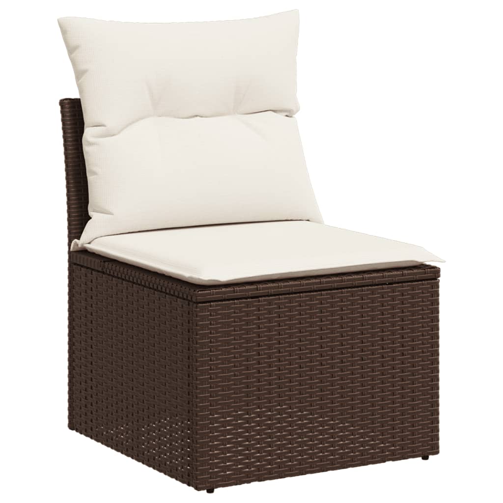 Set canapele de gradina, 4 piese, cu perne, maro poliratan maro — imaginea 4