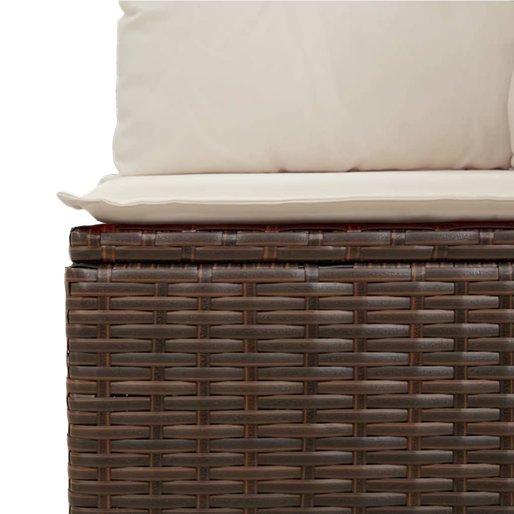 Set canapele de gradina cu perne, 6 piese, maro, poliratan — imaginea 9