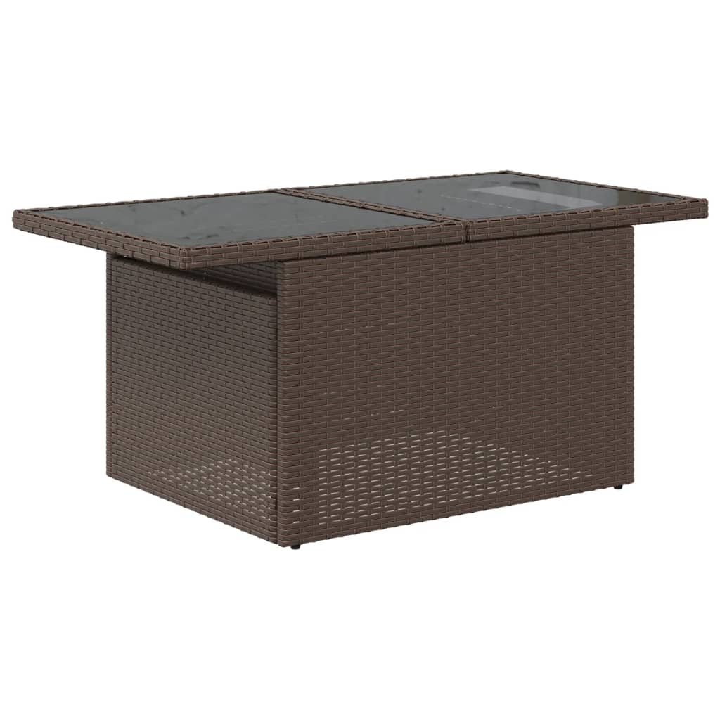 Set canapele de gradina cu perne, 9 piese, maro, poliratan — imaginea 4