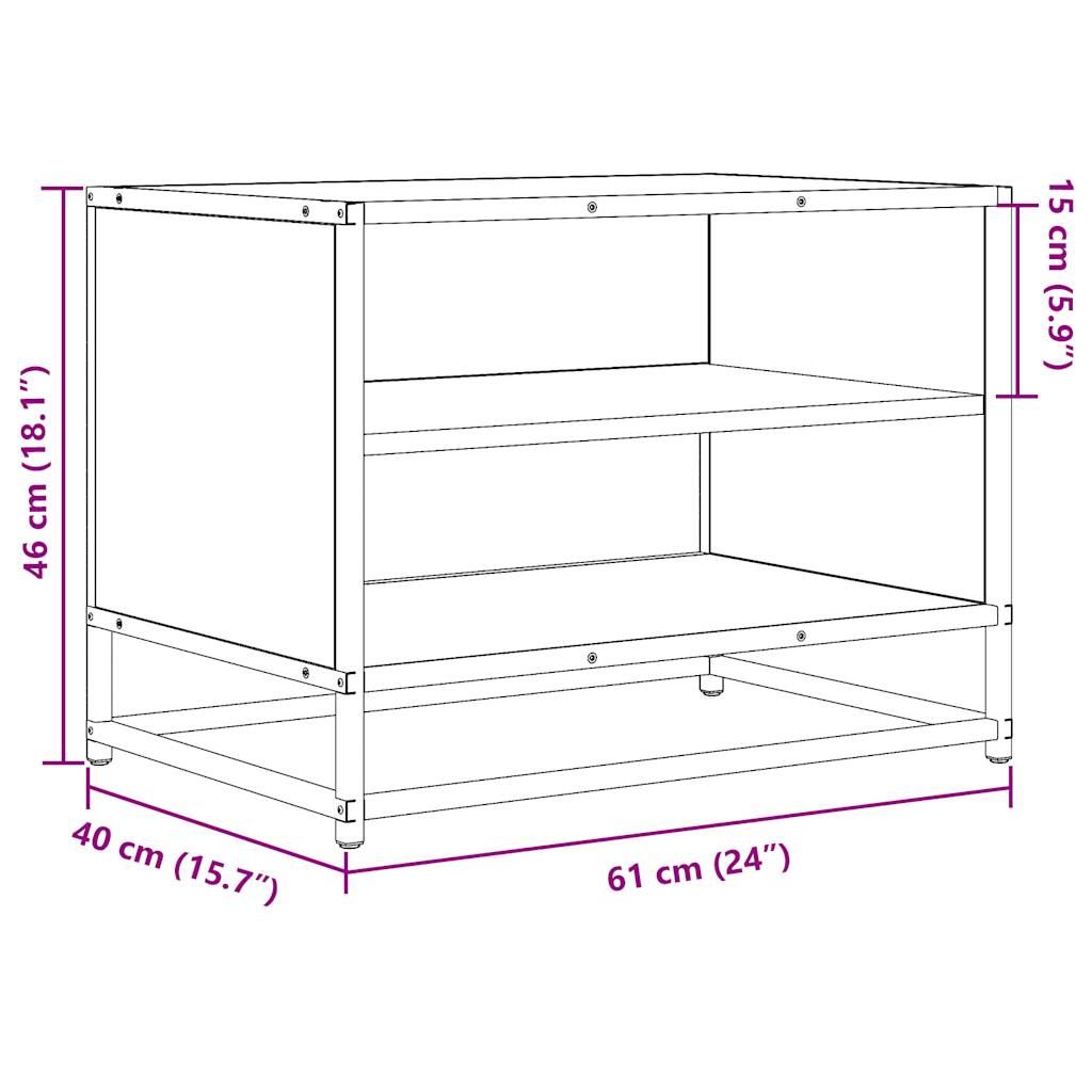 Comoda TV, stejar fumuriu, 61x40x46 cm lemn prelucrat si metal — imaginea 9