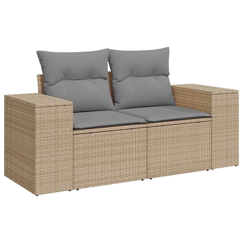 Set canapele de gradina, 8 piese, cu perne, bej, poliratan — imaginea 5