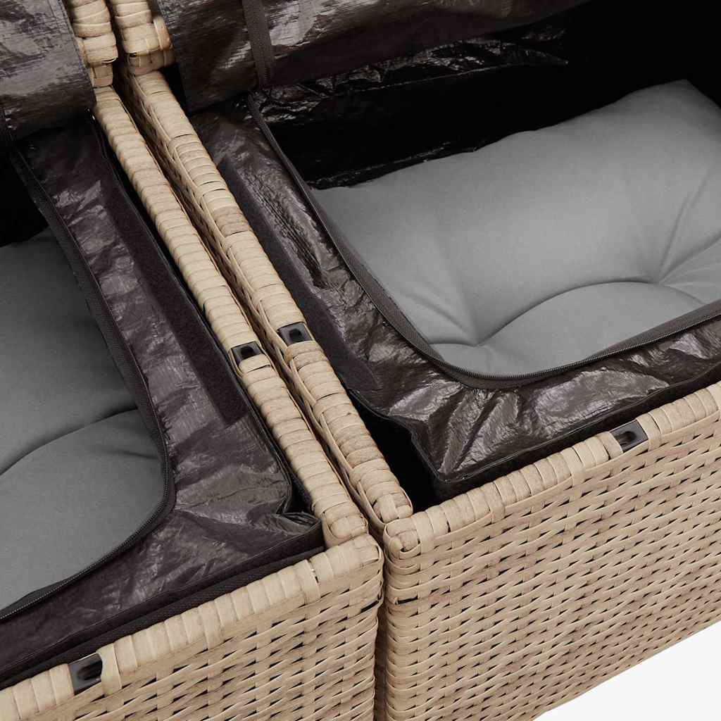 Set canapele de gradina, 8 piese, cu perne, bej, poliratan — imaginea 13