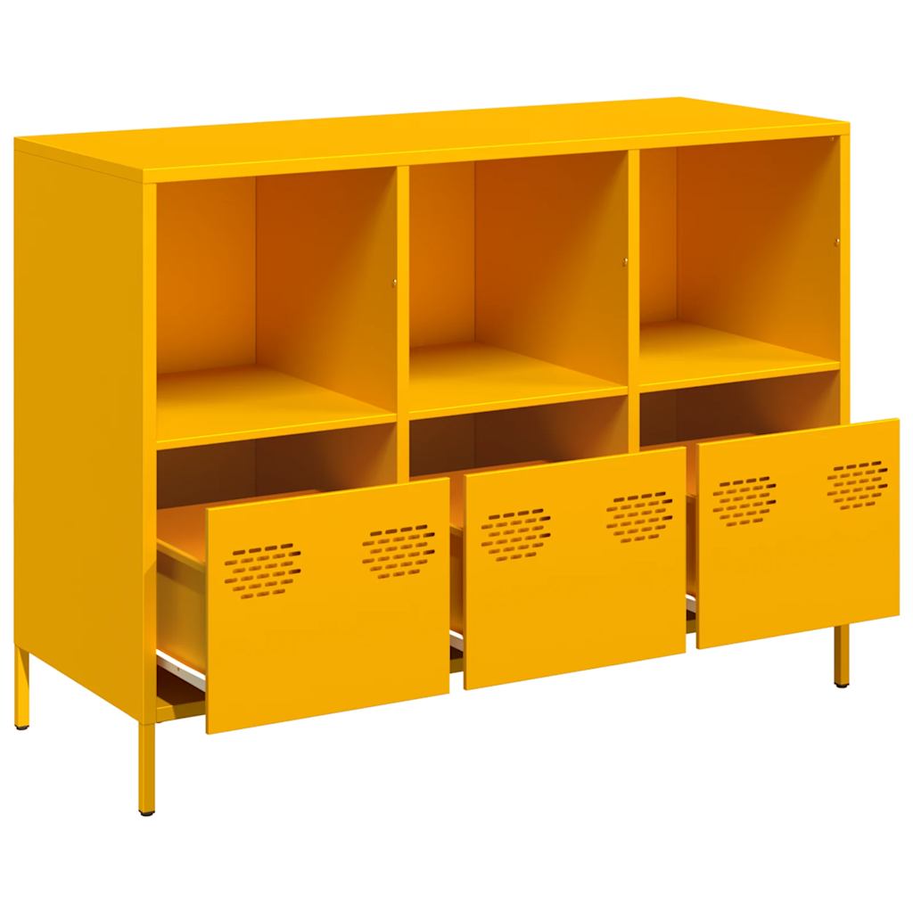 Dulap, galben mustar, 101,5x39x73,5 cm, otel laminat la rece — imaginea 4