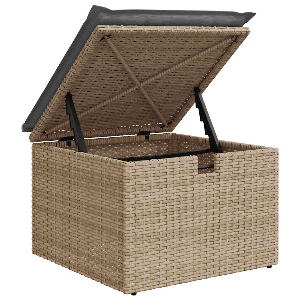 Set canapele de gradina, 7 piese, cu perne, bej, poliratan — imaginea 10