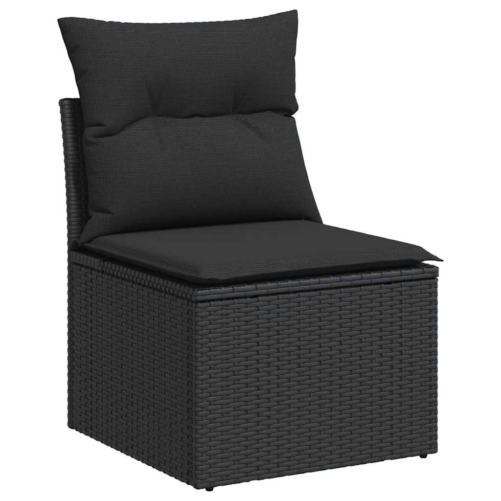 Set mobilier de gradina cu perne, 6 piese, negru, poliratan — imaginea 3