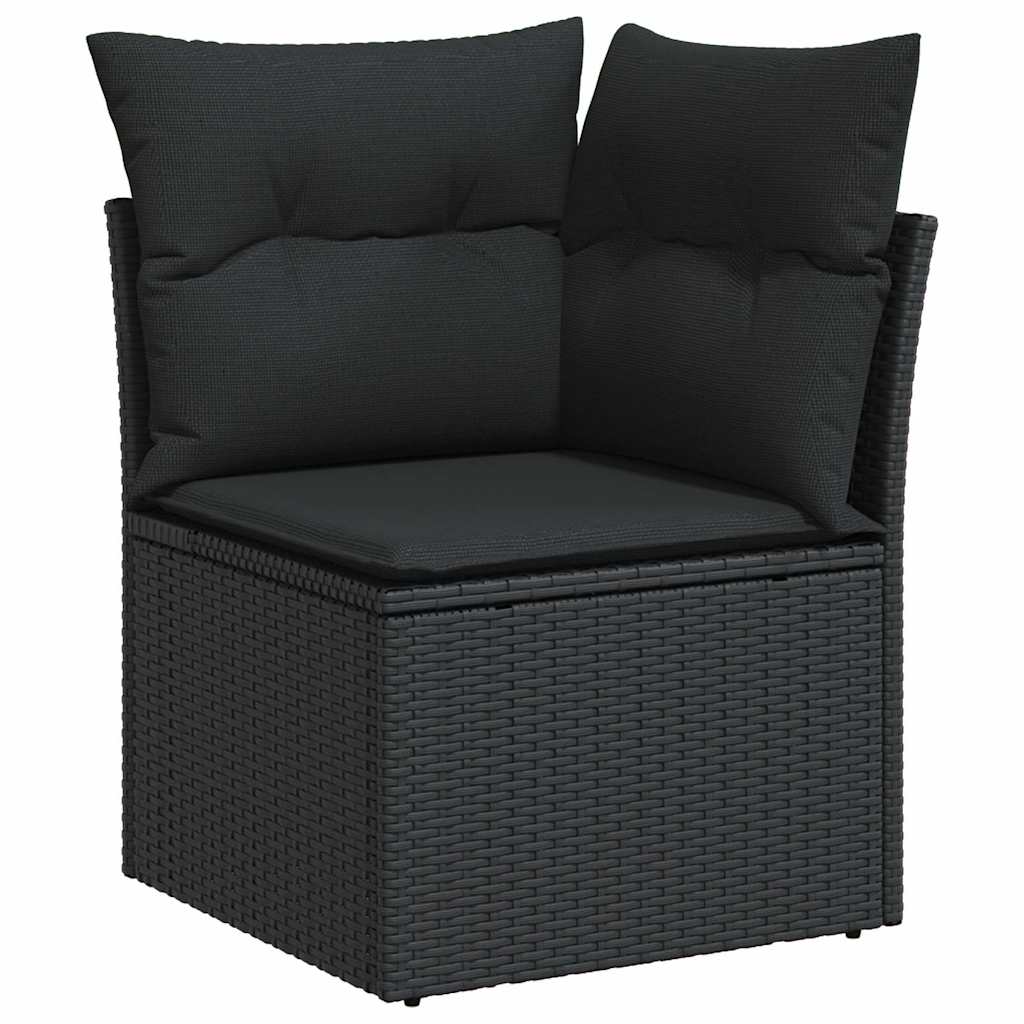 Set mobilier de gradina cu perne, 6 piese, negru, poliratan — imaginea 4