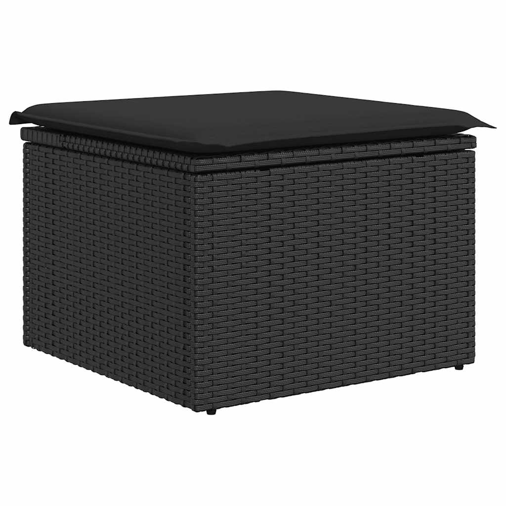 Set mobilier de gradina cu perne, 6 piese, negru, poliratan — imaginea 6