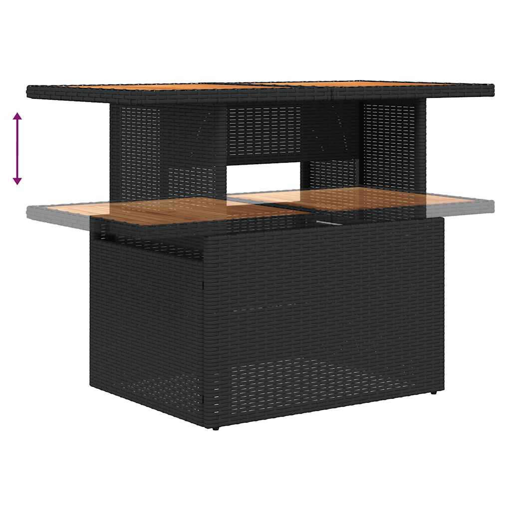 Set mobilier de gradina cu perne, 6 piese, negru, poliratan — imaginea 9