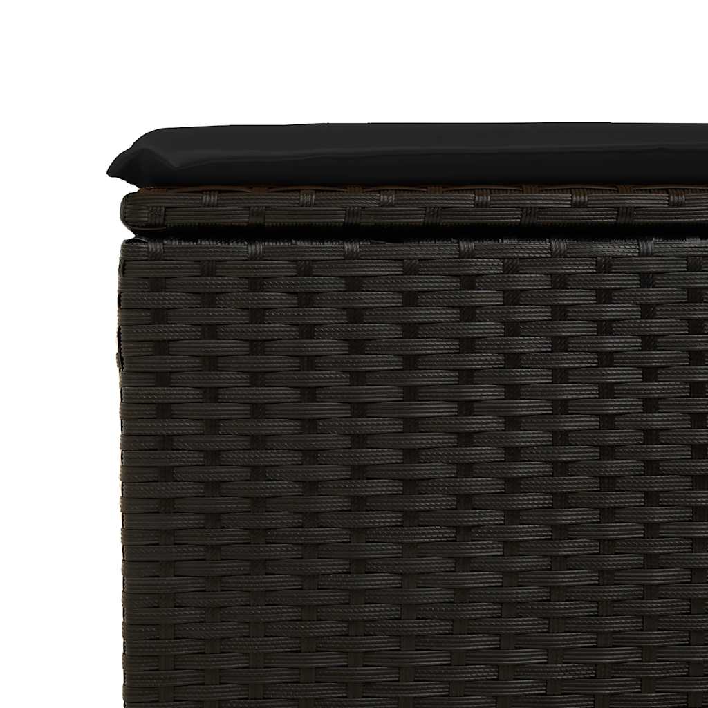 Set mobilier de gradina cu perne, 6 piese, negru, poliratan — imaginea 11