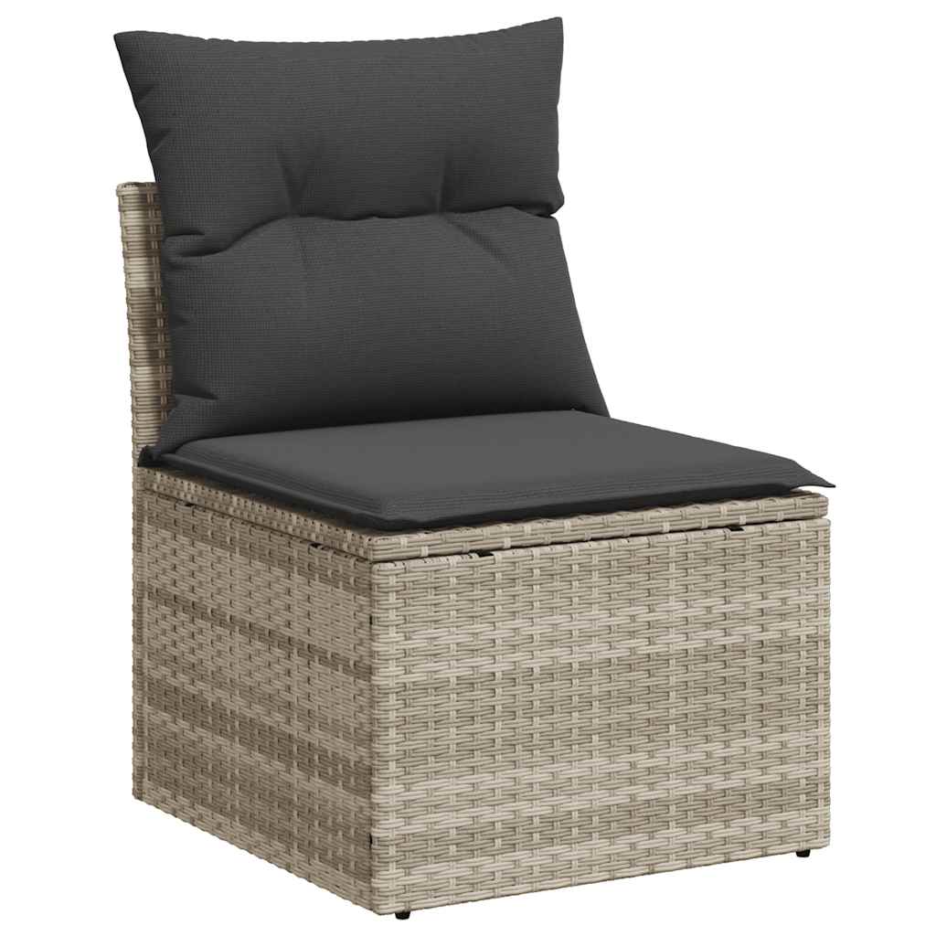 Set mobilier de gradina cu perne, 8 piese gri deschis poliratan — imaginea 4