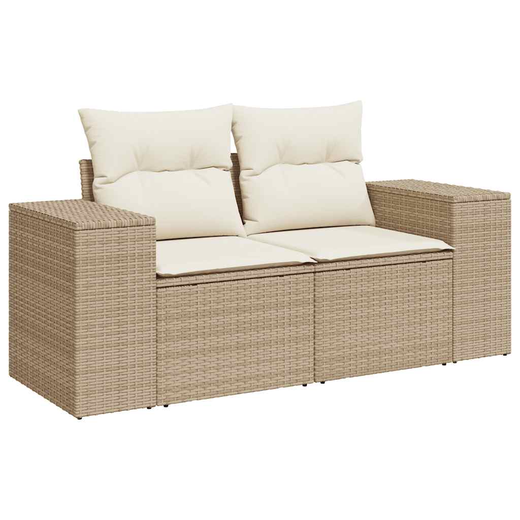 Set canapele de gradina cu perne, 6 piese, bej, poliratan — imaginea 3