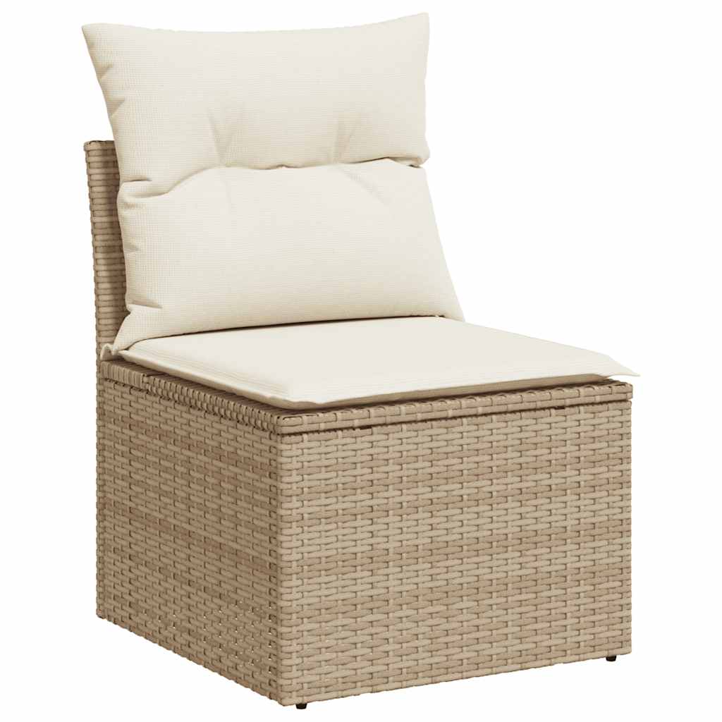 Set canapele de gradina cu perne, 6 piese, bej, poliratan — imaginea 4