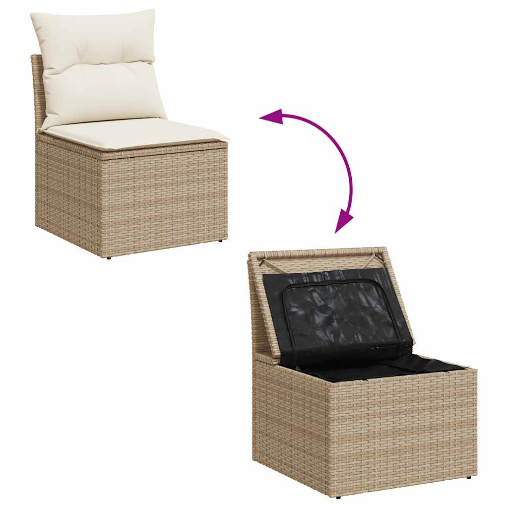 Set canapele de gradina cu perne, 6 piese, bej, poliratan — imaginea 9