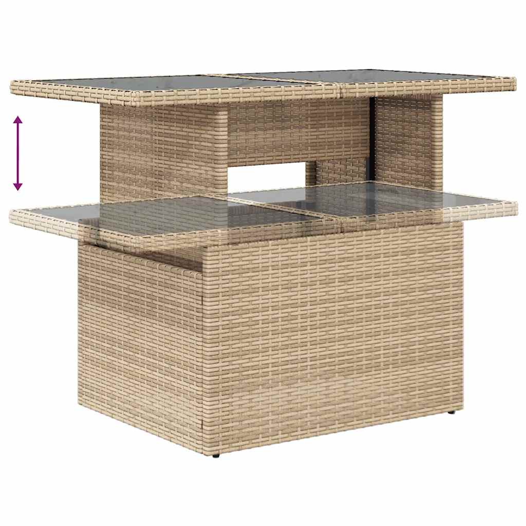 Set canapele de gradina cu perne, 6 piese, bej, poliratan — imaginea 11