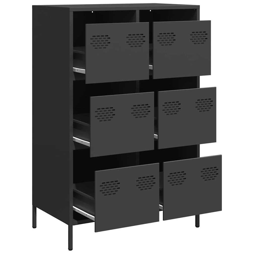 Dulap inalt, negru, 68x39x101,5 cm, otel — imaginea 5