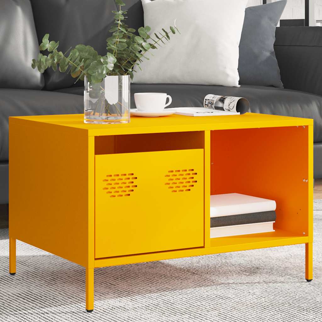 Masuta de cafea galben mustar otel laminat la rece — imaginea 4