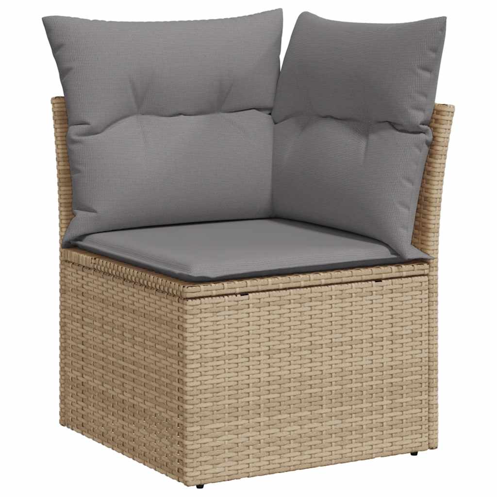 Set canapele de gradina cu perne 5 piese bej poliratan/acacia — imaginea 4