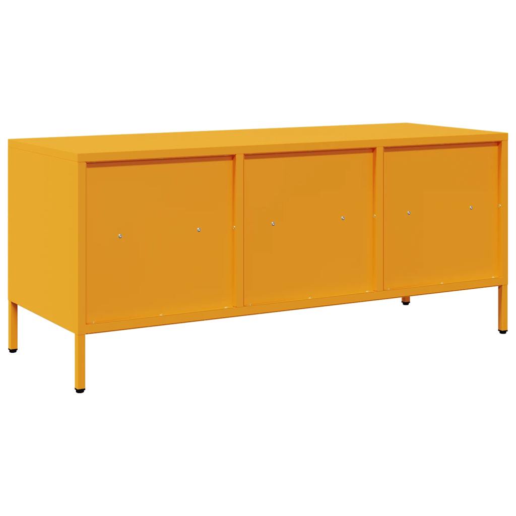Dulap TV, galben mustar, 101,5x39x43,5 cm, otel laminat la rece — imaginea 7