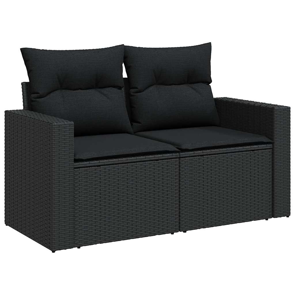 Set mobilier de gradina cu perne, 5 piese, negru, poliratan — imaginea 4