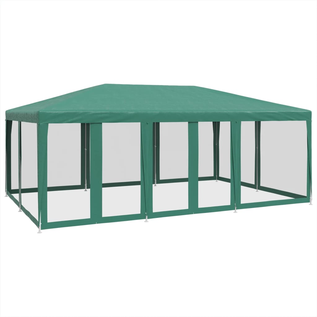 Cort de petrecere cu 10 pereti din plasa, verde, 6x4 m, HDPE