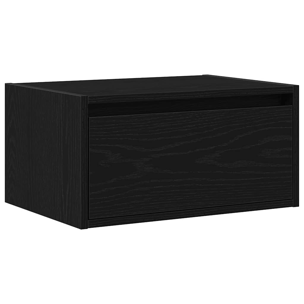 Noptiera montata pe perete cu lumini LED Stejar negru — imaginea 6