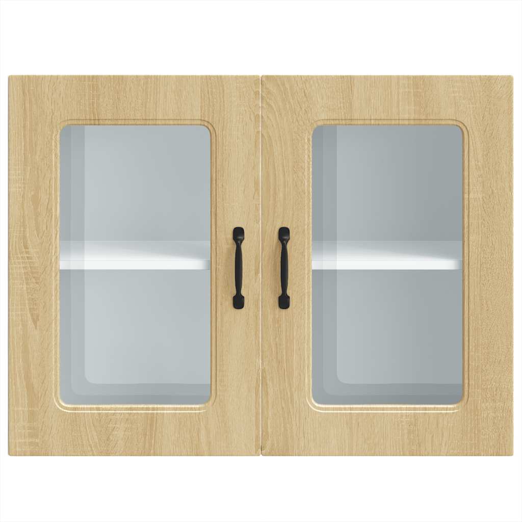 Dulap bucatarie cu usa sticla Kalmar lemn de stejar de Sonoma, mărime 80x31x60 cm, model 1x dulap de perete din sticlă (2 uși) — imaginea 6
