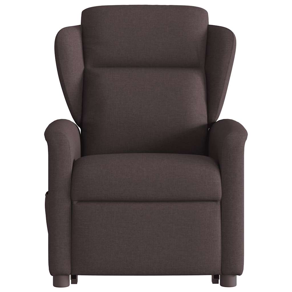 Fotoliu electric rabatabil cu ridicare, maro inchis, textil — imaginea 5