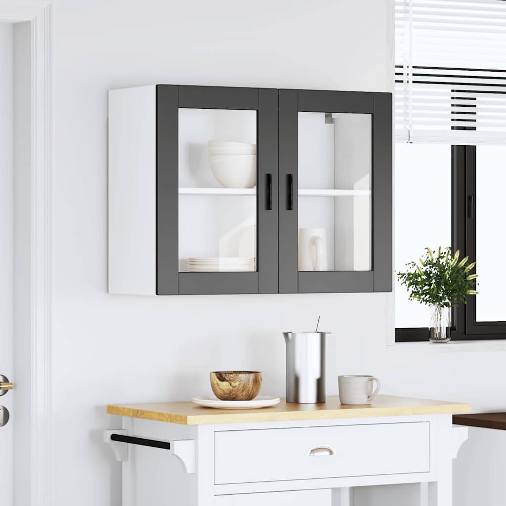 Dulap de bucatarie cu usa din sticla „Porto” negru, model 1x dulap de perete din sticlă (2 uși), mărime 80x31x60 cm — imaginea 4