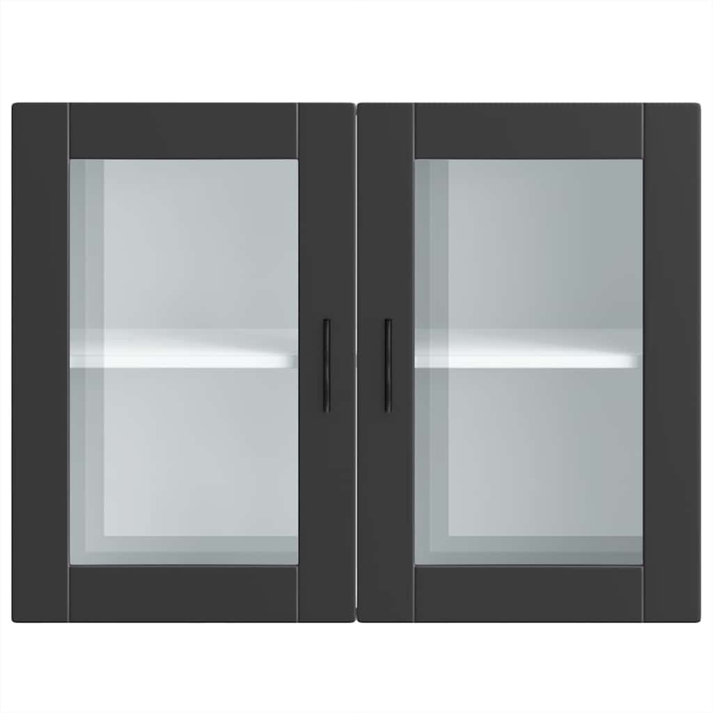 Dulap de bucatarie cu usa din sticla „Porto” negru, model 1x dulap de perete din sticlă (2 uși), mărime 80x31x60 cm — imaginea 7