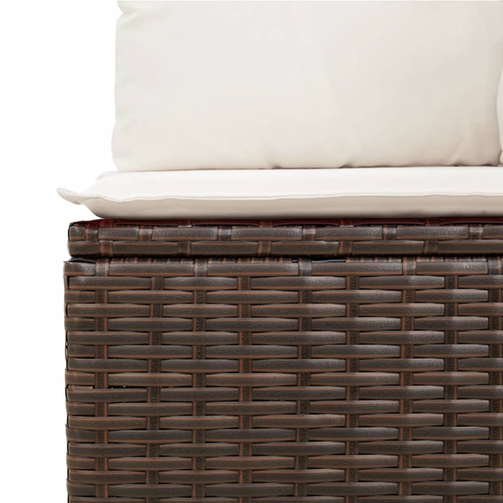 Set canapele de gradina cu perne, 11 piese, maro, poliratan — imaginea 4