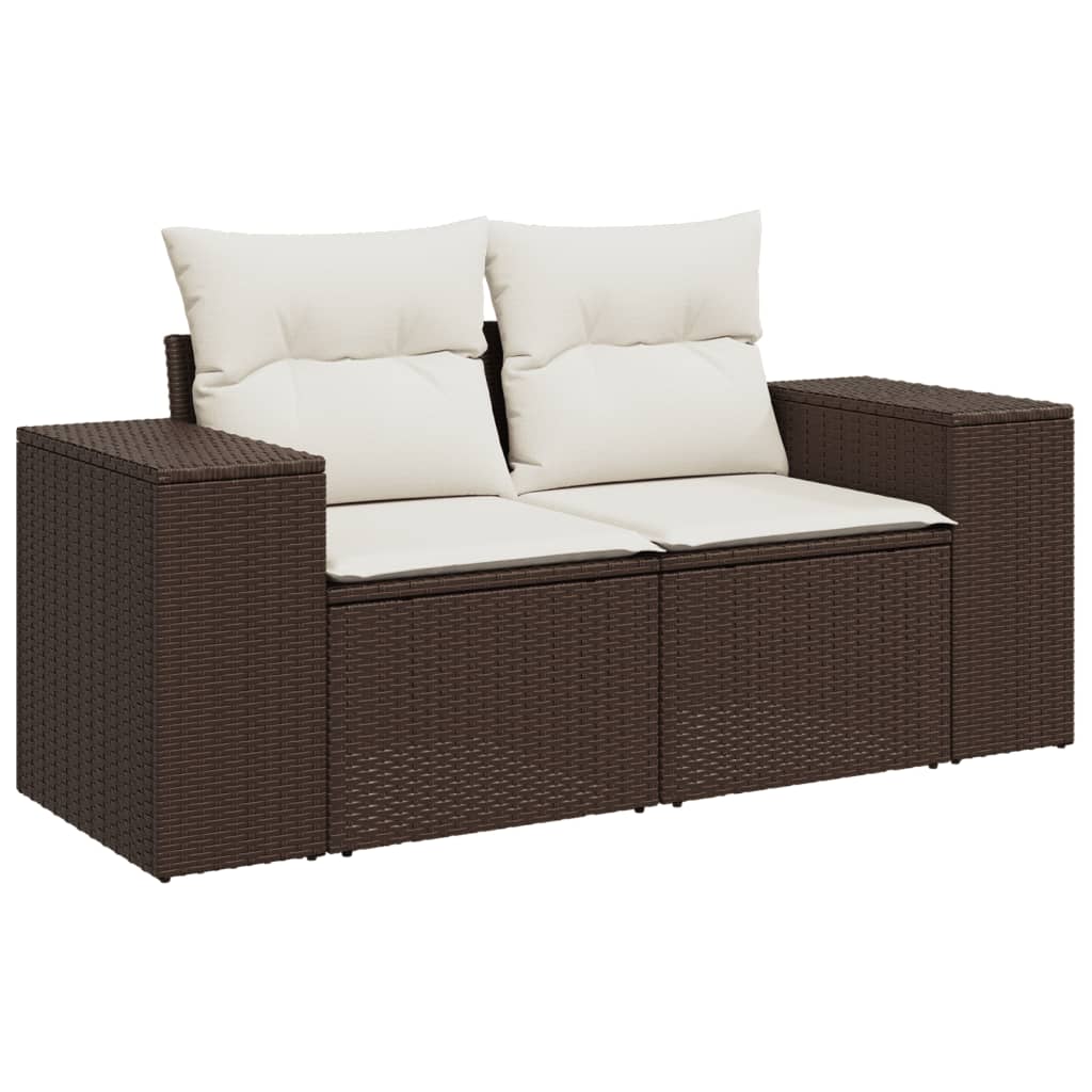 Set canapele de gradina cu perne, 8 piese, maro, poliratan — imaginea 4