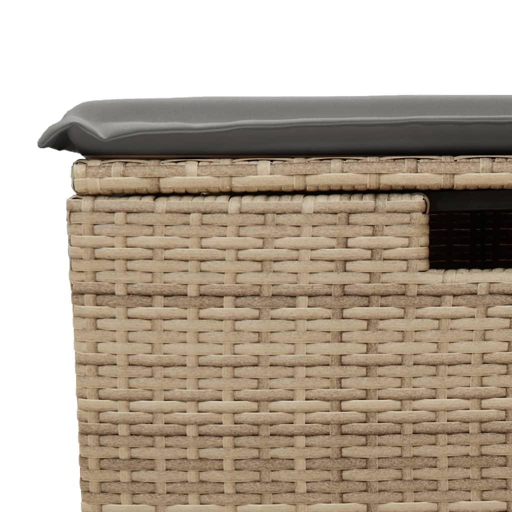 Set canapele de gradina, 7 piese, cu perne, bej, poliratan — imaginea 11