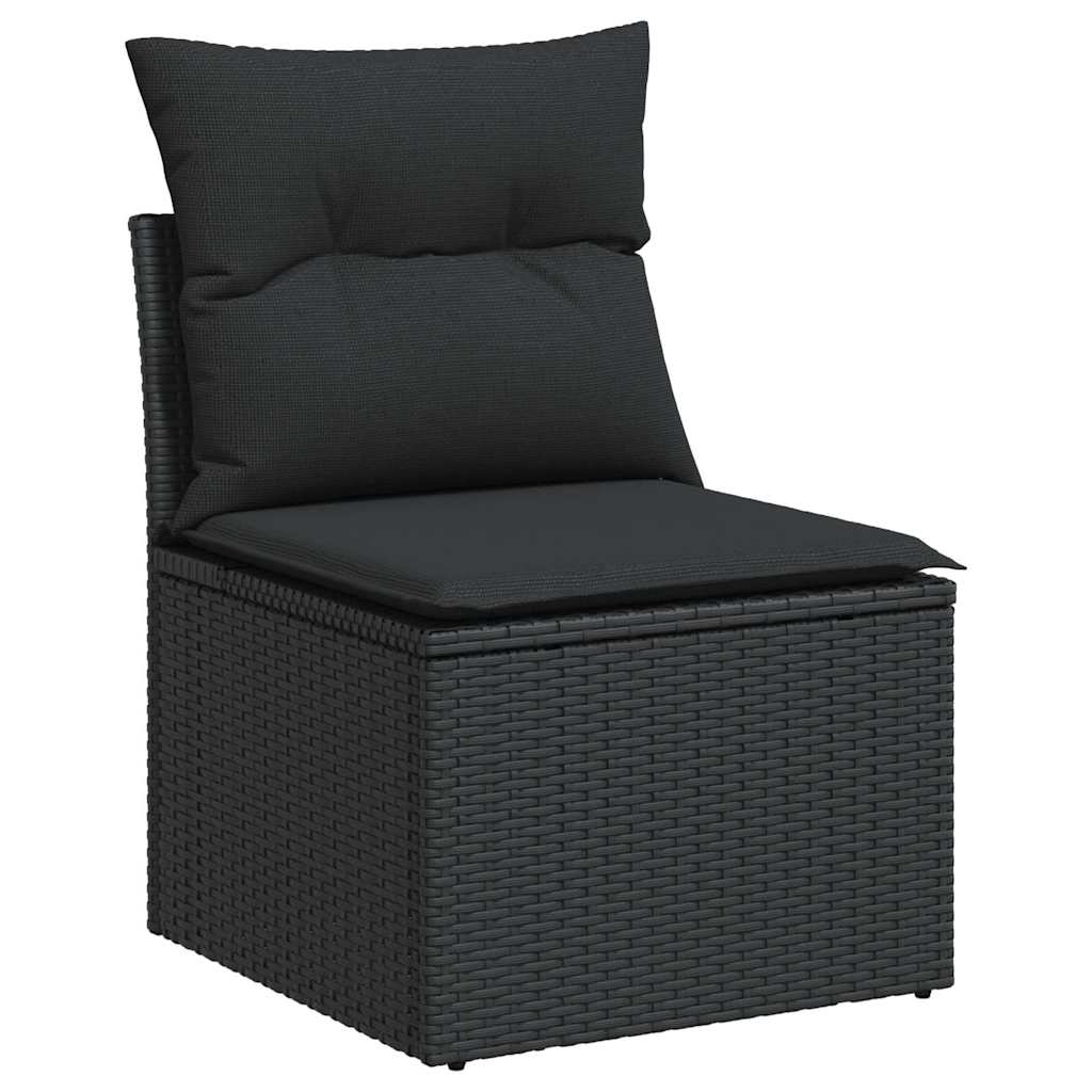 Set mobilier de gradina cu perne, 5 piese, negru, poliratan — imaginea 3