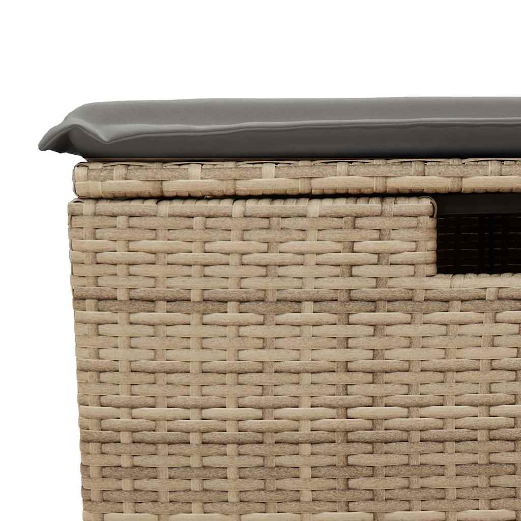 Set canapele de gradina, 9 piese, cu perne, bej, poliratan — imaginea 13