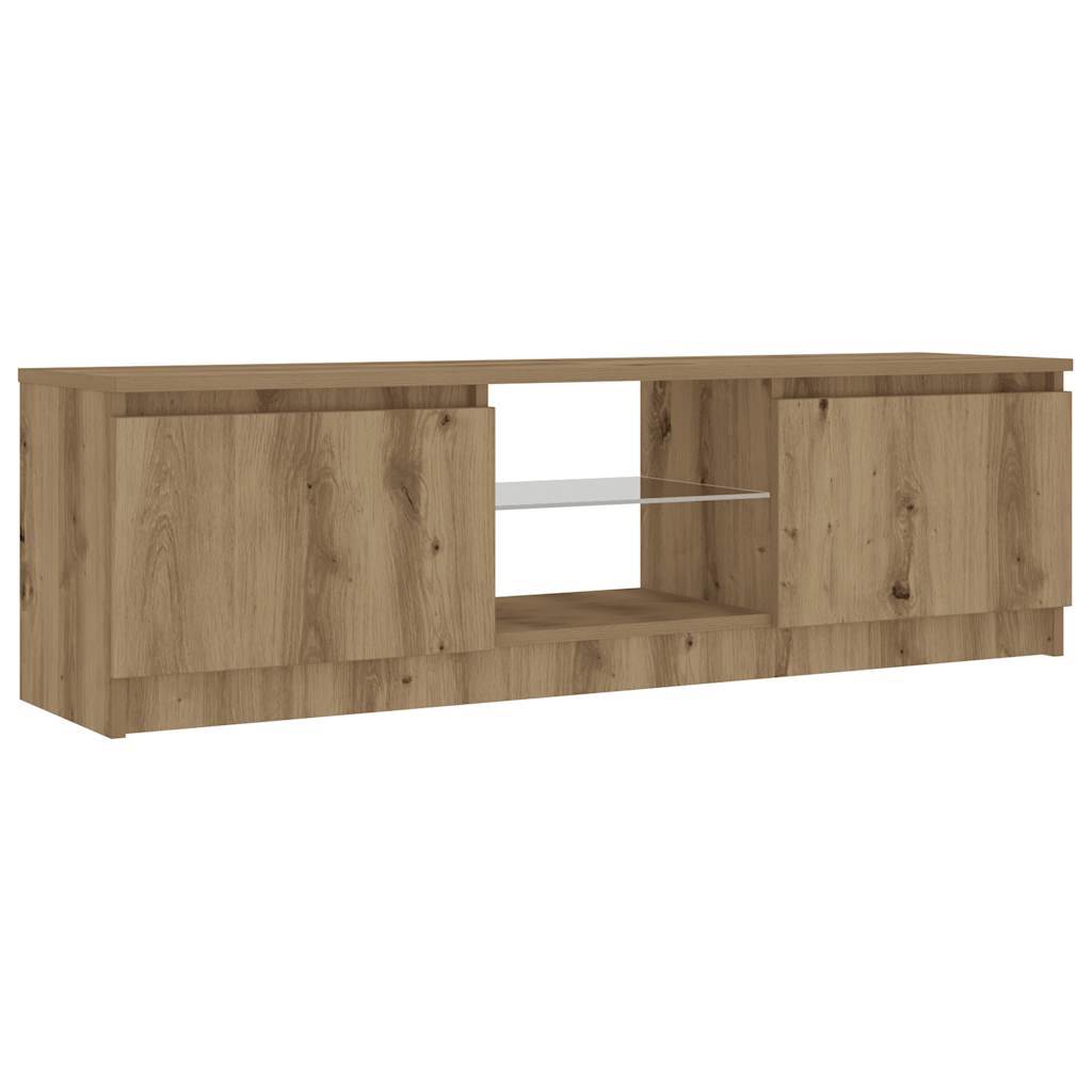Dulap TV cu LED stejar artizanal 120x30x36cm lemn prelucrat — imaginea 6