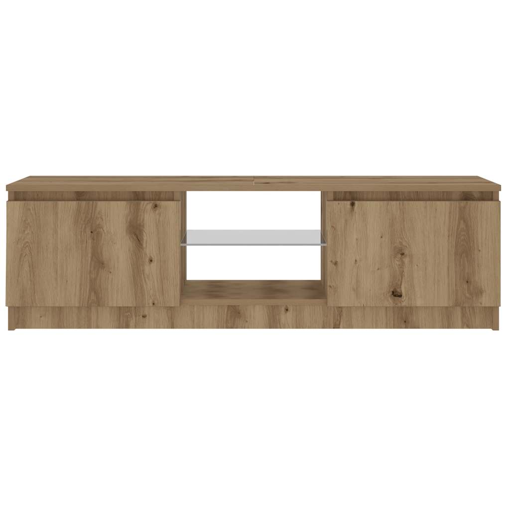 Dulap TV cu LED stejar artizanal 120x30x36cm lemn prelucrat — imaginea 7