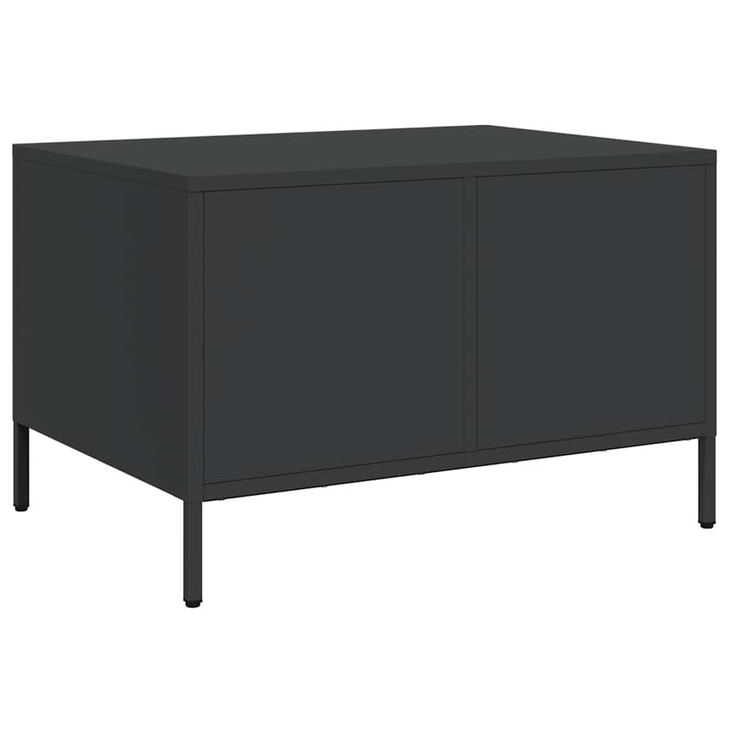 Masuta de cafea, negru, 68,5x50x43,5 cm, otel laminat la rece — imaginea 8