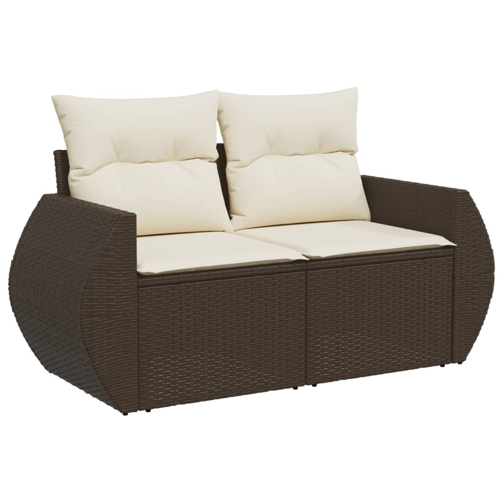 Set canapele de gradina cu perne, 10 piese, maro, poliratan — imaginea 4