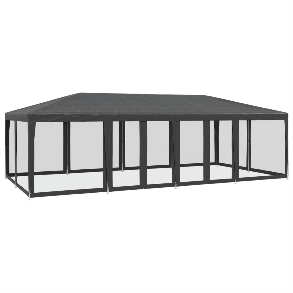 Cort de petrecere cu 12 pereti din plasa, antracit, 8x4 m, HDPE