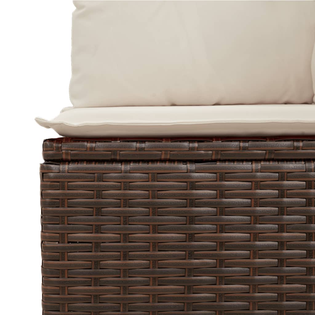 Set canapele de gradina cu perne, 7 piese, maro, poliratan — imaginea 9